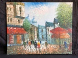 Paris France 18in wide x 21in tall Signed Original Oil, says Burnett