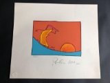 11in tall x 13in wide Lithograph, says Peter Max, 77/300