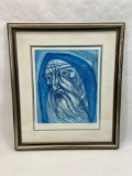 Signed Framed Lithograph Artists Proof, Jeremiah by Irving Amen 24x29in