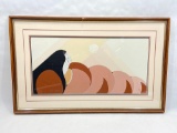 Signed framed Native American Art, Commanche Horse Thief by Diane O Leary 32x20in