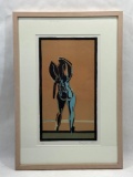 framed standing nude in blue and black art 9/50 Francoise Gilot