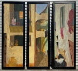 3 Large Contiguous Oil on Wood Paintings, Each 26x77in
