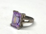 925 Silver Ring, Purple Gem