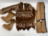 Childs Native American Costume, jacket, pants, shoes