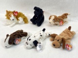 Dog Ty Beanie Babies with Tags, 6 Units