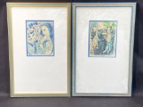 2 Reproduction Prints of Art by Marc Chagall, each 13x8.5in