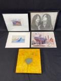 5 Pieces of Signed Art, Paintings, Prints, Scetch