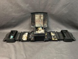 Jewelry Box with earrings, bracelets, necklaces, pins, etc