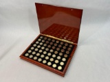 Complete Collection of 56 Gold Plated State & Territory Quarters in Wood Case
