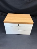 Seya jewelry box with costume jewelry, earrings, bracelets etc