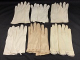 6 Pairs of Vintage Ladies Gloves, Fabric, Leather