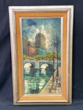 Framed Oil on Canvas Painting 31x19in