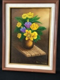 Art Signed framed Lloyd Reasor Oil on panel painting 17 x 13in