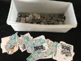 Box of Vans Coins and Stickers