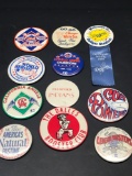 Vintage Baseball Pin Back Buttons Large 11 Units