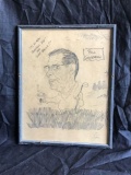 15in tall framed art Drawing of Bill Goodwin