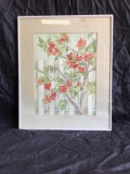 22in tall framed art Water color of flowers