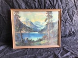 17in tall framed art Print of El Capitan from the Valley Stream