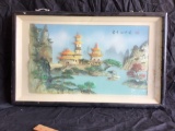 Shadowbox with River scene 19in tall framed art
