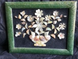 Picture of flowers from shells 15in tall framed art