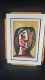 Color lithograph abstract female face 200 / 500 stamped by Pablo Picasso