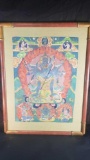 20th century Nepal Tibet Traditional painting multi-armed figure in circle of flames