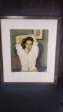 Color lithograph, lady in white blouse signed 1990 Malcolm Liepke