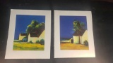 prints by Leslie Toms featuring white houses in Brittany,