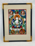 Framed Asian Buddha art 19 x 25 in