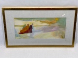 Signed framed watercolor painting, Cunningham, 12 x 20 in