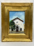 Framed painting of a church, 9 x 11 in