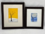 2 Signed Framed Art, Krumbein 96, 7in & 9in Tall