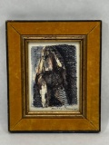 Signed framed art, Figure by Michael O Mara, 7 x 6 in