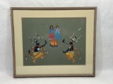 Framed Native American art, Allan Houser Apache Artist, 25 x 21 in