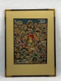 Framed Asian Buddha art, 21 x 28 in