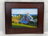 Framed painting, Monhegan House by Timothy Horn 2007, 17 x 14 in