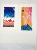 2 Signed Monoprints, Art by Josefina Jordan, 22 x 10 in