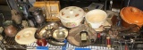 Metal pitchers, plates, hand mixers, Zenith radio, lighter