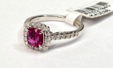 1.01ct Ruby, 0.50ct Diamonds, 18K White Gold Ring, Size 6 1/2 Certified & Graded by GIA & AIG