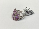 3.14ct Unheated Pink Sapphires, 1.24ct Diamonds 18K Gold Ring, Size 6 1/2, Certified & Graded by GLA