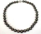 Tahitian Pearl Necklace with 14K White Gold Clasp, 18.5in Long, Certified & Graded by AIGL