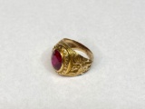 10K Gold Ring with Large Spinel Gemstone, Size 9