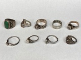 9 Silver Rings, Sterling & 925 Silver
