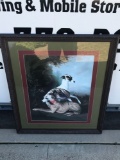 Framed Matted Picture Of 2 Dogs