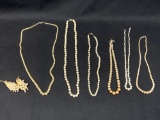 Costume Pearl Jewelry, Necklaces, Pin, 7 Units