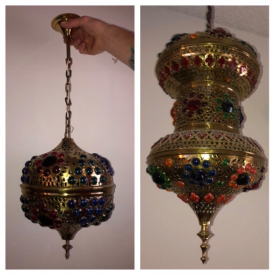 Pair of Turkish Hungary Brass Lamps