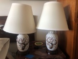 Matching Porcelain Lamps 17in Tall