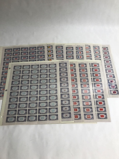 Vintage Uncut 50 Stamp Block US Postage 13 Units