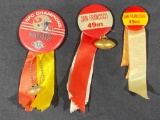Vintage San Francisco 49ers football pins, 3 Units