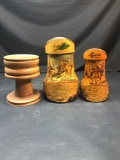Vintage Wood Carved Beer Steins 3 Units